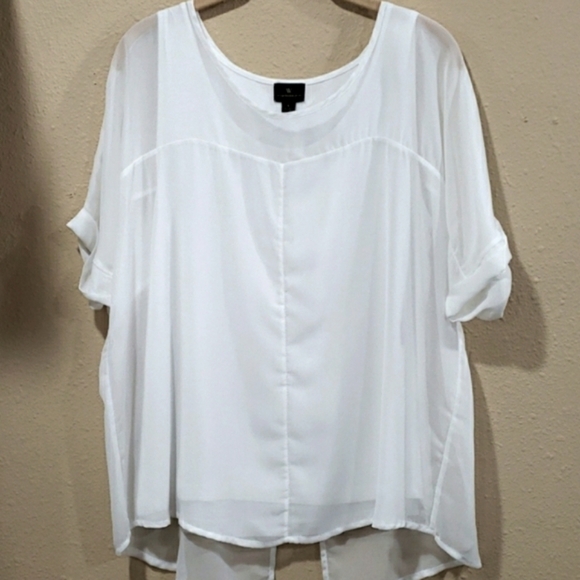 Worthington Short Sleeve Top With Split Back Detail - Picture 1 of 5